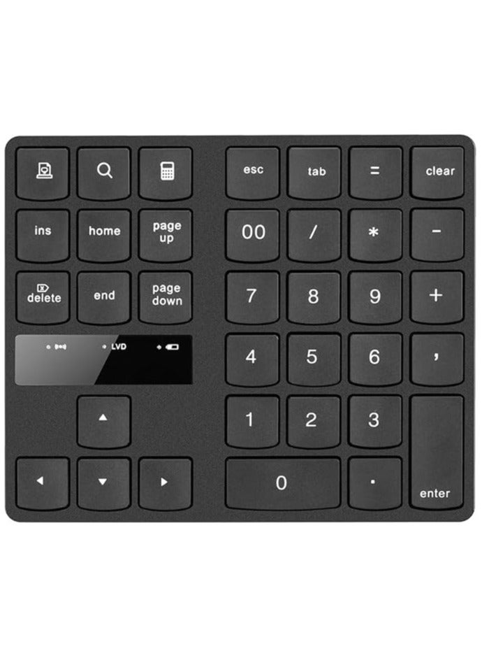 erorex 2.4G Wireless Numeric Keyboard Portable 35 Keys Financial Accounting Office Keyboard Built-in Rechargeable Battery Black  - Image 1