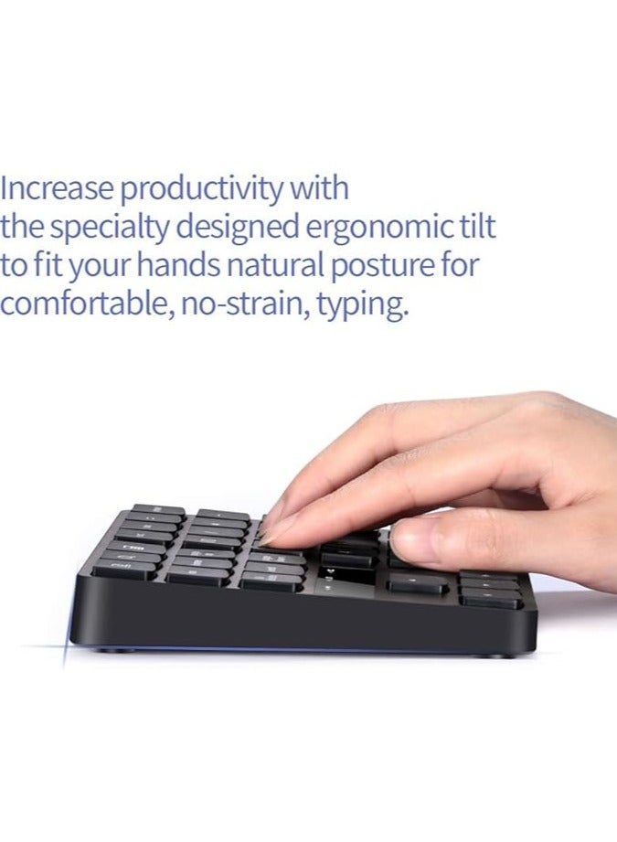 erorex 2.4G Wireless Numeric Keyboard Portable 35 Keys Financial Accounting Office Keyboard Built-in Rechargeable Battery Black  - Image 2