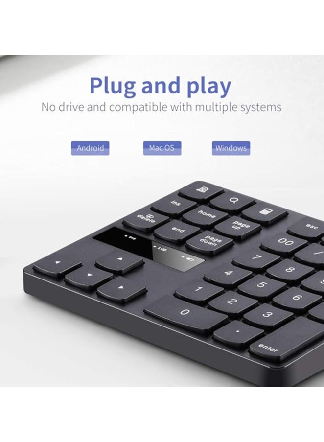 erorex 2.4G Wireless Numeric Keyboard Portable 35 Keys Financial Accounting Office Keyboard Built-in Rechargeable Battery Black  - Image 4