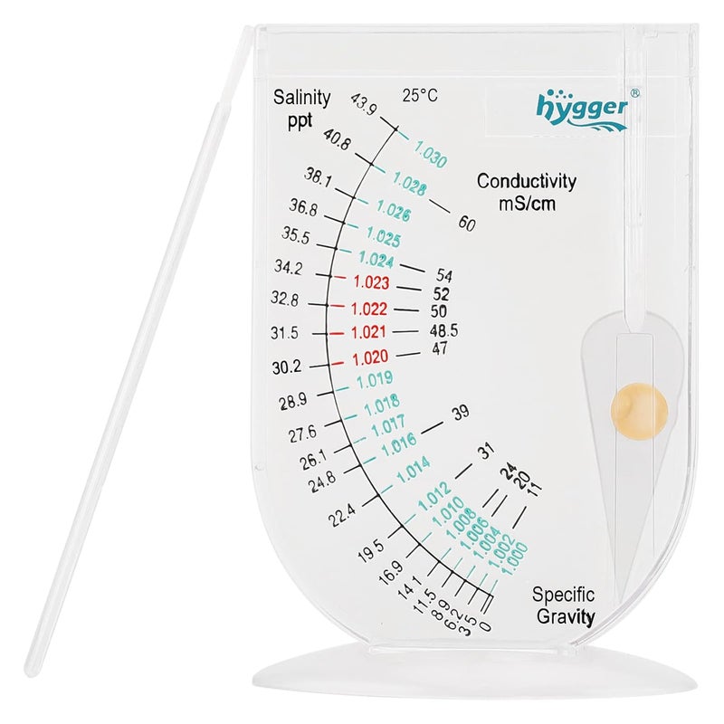 Hygger Salinity Tester, Transparent Acrylic Aquarium Hydrometer Sea Specific Gravity Test Salinity Meter for Fish Tank Pond Water Saltwater Freshwater, Accurate Automatic Hydrometer - Image 1