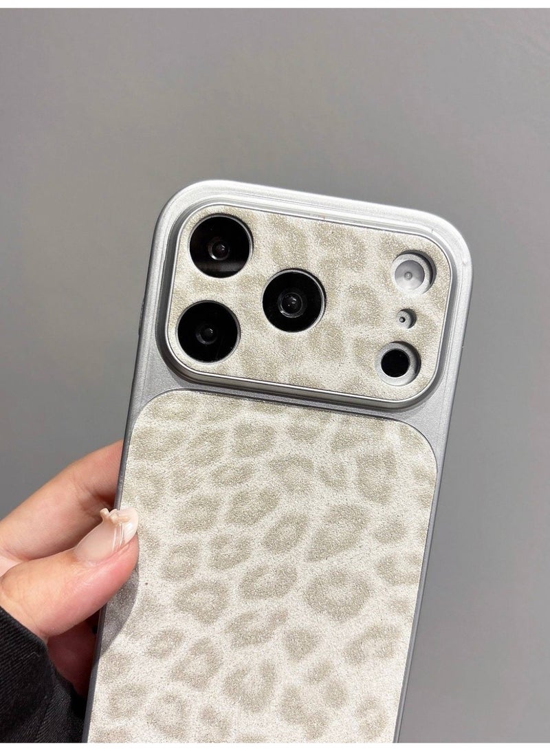 Leopard Print Phone Case & Protective Cover With Crossbody Lanyard Strap For iPhone 17 Pro Luxury Glitter Silver - Image 2