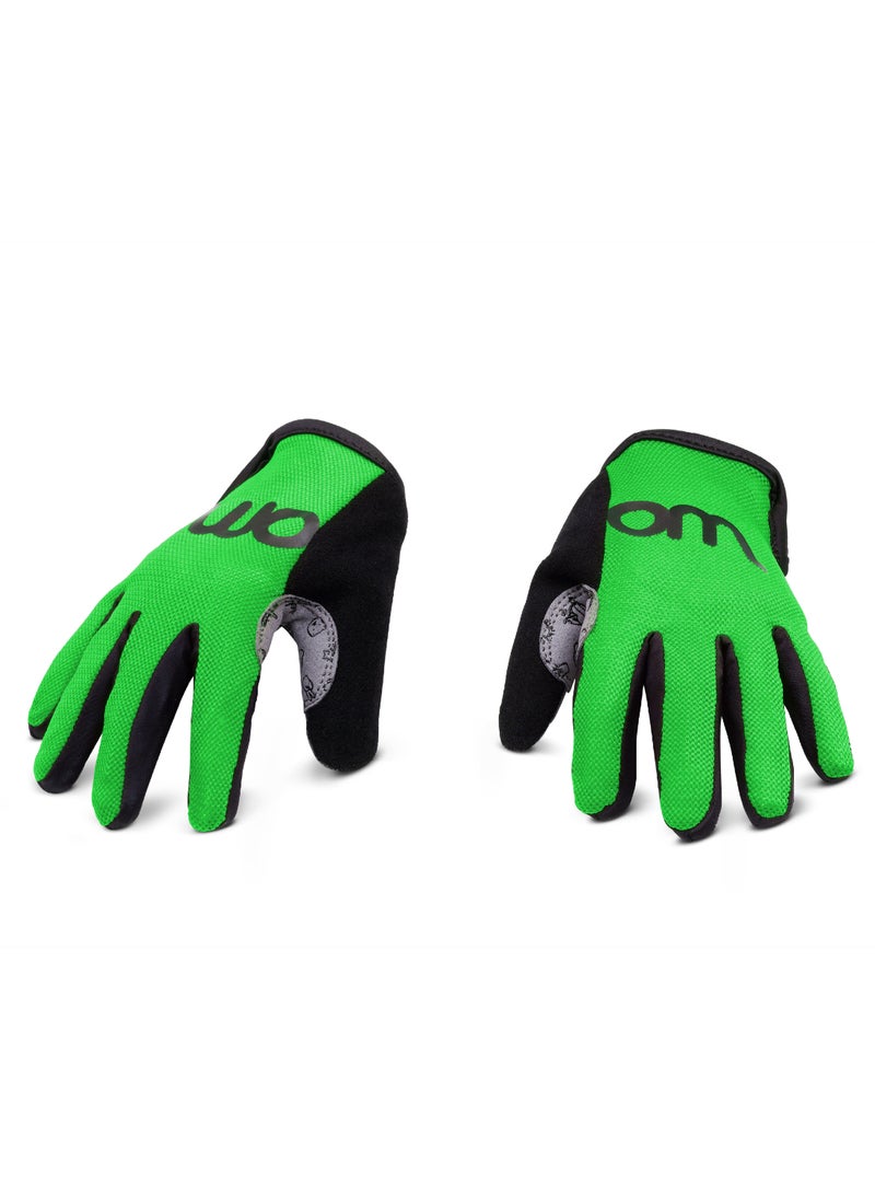 Woom Kids Bike Gloves | Breathable Mesh | Padded Palm Comfort Youth Cycling Gloves | Size 7 | Woom Green - Image 1