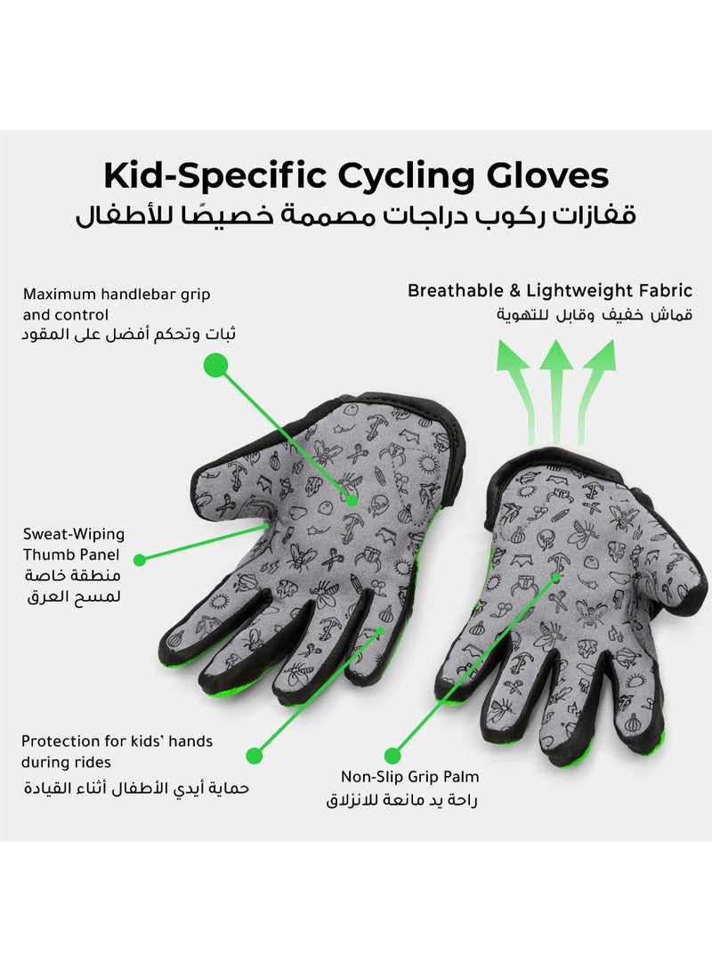 Woom Kids Bike Gloves | Breathable Mesh | Padded Palm Comfort Youth Cycling Gloves | Size 7 | Woom Green - Image 2