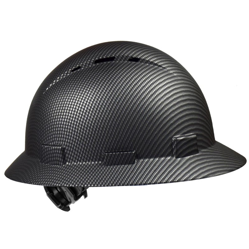 TOKISHI Full Brim Hard Hat - OSHA Safety Helmet Durable Lightweight Carbon Fiber Hard Hat, 6-Point Ratchet Suspension Protective Gear for Men and Women (Matte Black, Standard) - Image 1