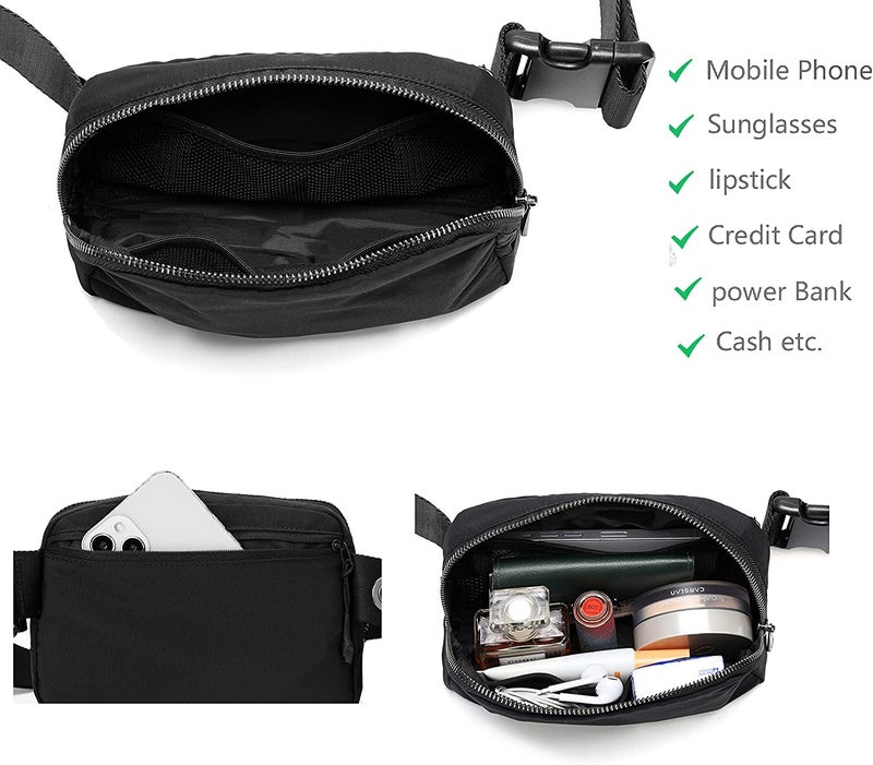 Belt Bag Waist Pack Bum Bag Fanny Pack Crossbody Bags for Women and Men with Adjustable Strap Small Waist Pouch for Travel Workout Running Hiking, Black - Image 5