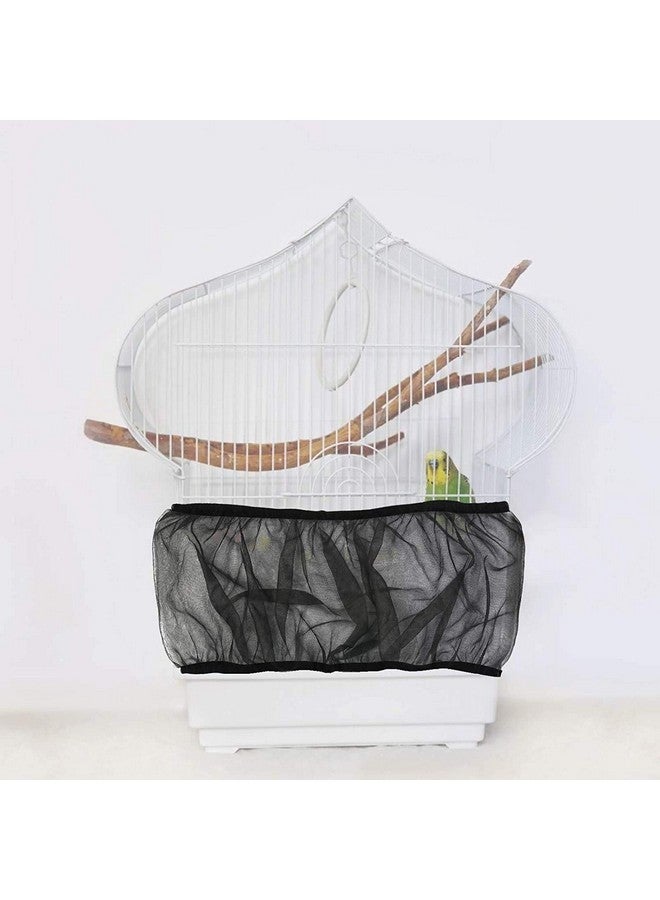 GOTOTOP 4 Colors Ventilated Nylon Bird Cage Cover Shell Seed Catcher Pet Products Large Size Bird Cage Seed Catcher Seeds Guard Parrot Nylon Mesh Net Cover Stretchy Shell Skirt Traps Cage Basket Soft Black  - Image 5