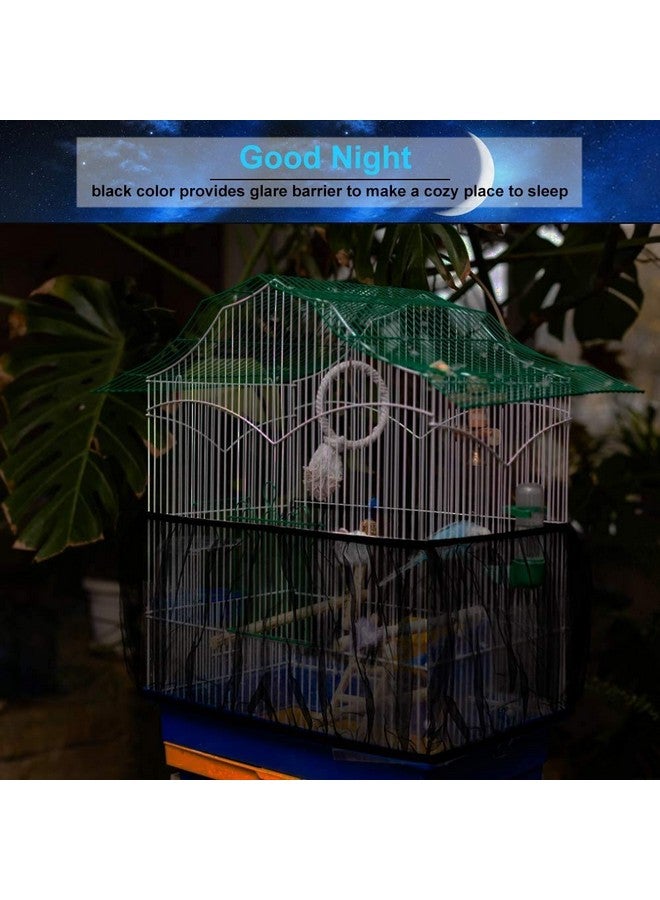 GOTOTOP 4 Colors Ventilated Nylon Bird Cage Cover Shell Seed Catcher Pet Products Large Size Bird Cage Seed Catcher Seeds Guard Parrot Nylon Mesh Net Cover Stretchy Shell Skirt Traps Cage Basket Soft Black  - Image 3