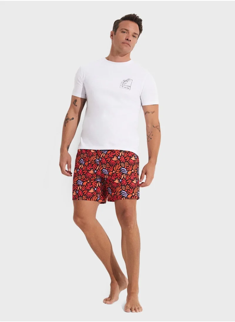 جون Patterned Swim Shorts