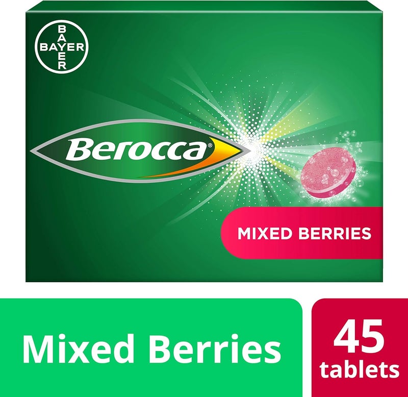 Berocca Vitamin C Effervescent Tablets Including B Vitamins Magnesium Calcium Zinc Support Energy Release Immune System 45 Tablets Mixed Berries Flavour - Image 2