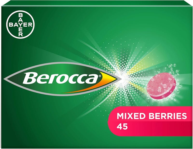 Berocca Vitamin C Effervescent Tablets Including B Vitamins Magnesium Calcium Zinc Support Energy Release Immune System 45 Tablets Mixed Berries Flavour - Image 1