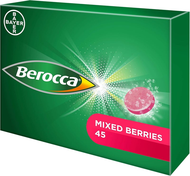 Berocca Vitamin C Effervescent Tablets Including B Vitamins Magnesium Calcium Zinc Support Energy Release Immune System 45 Tablets Mixed Berries Flavour - Image 3