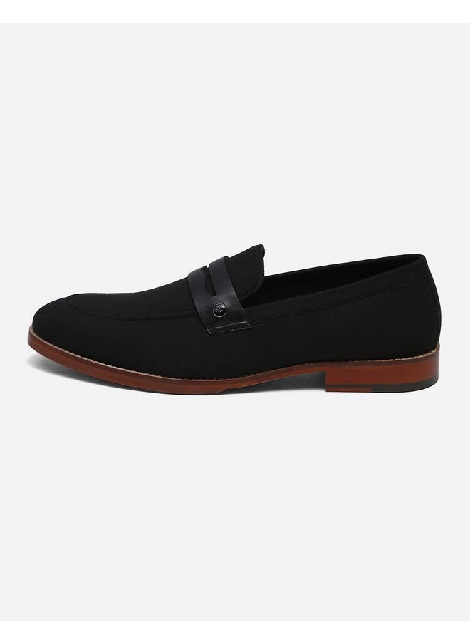 Monte Carlo - Monte Carlo Mens Black Solid Slip on Micro Fiber Penny Loafers (201823FW-1-10) - Image 1