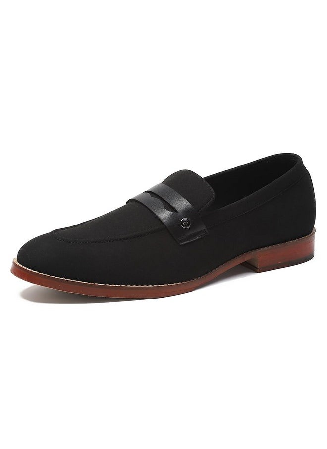 Monte Carlo - Monte Carlo Mens Black Solid Slip on Micro Fiber Penny Loafers (201823FW-1-10) - Image 1