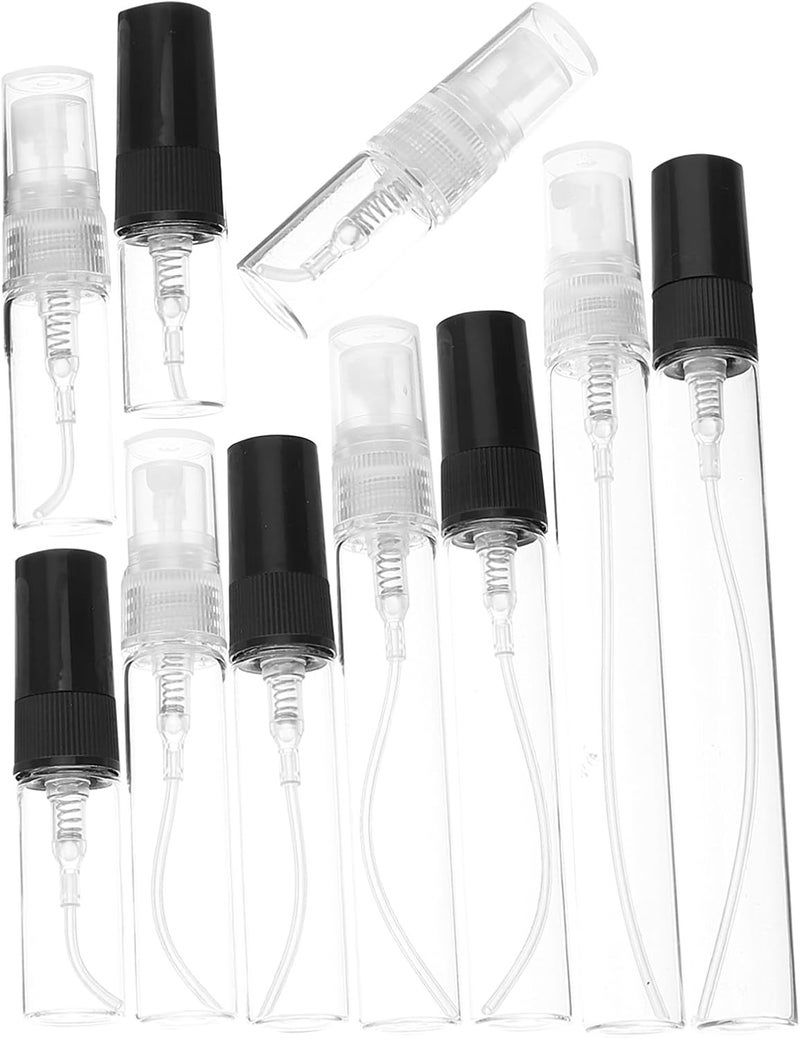 10pcs Refillable Perfume Spray Bottles Portable Small Liquid Containers for Travel and Essential Oils with Black and Design - Image 1