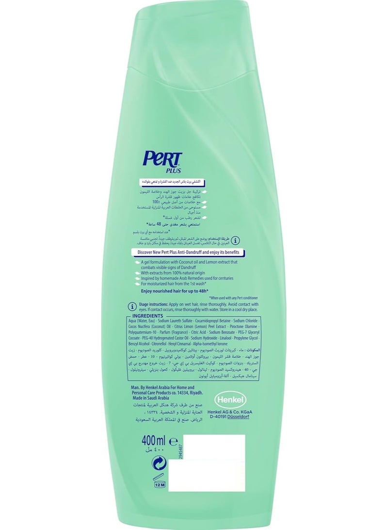PERT PLUS Coconut Oil And Lemon Extract Anti Dandruff Shampoo 400 ML - Image 2