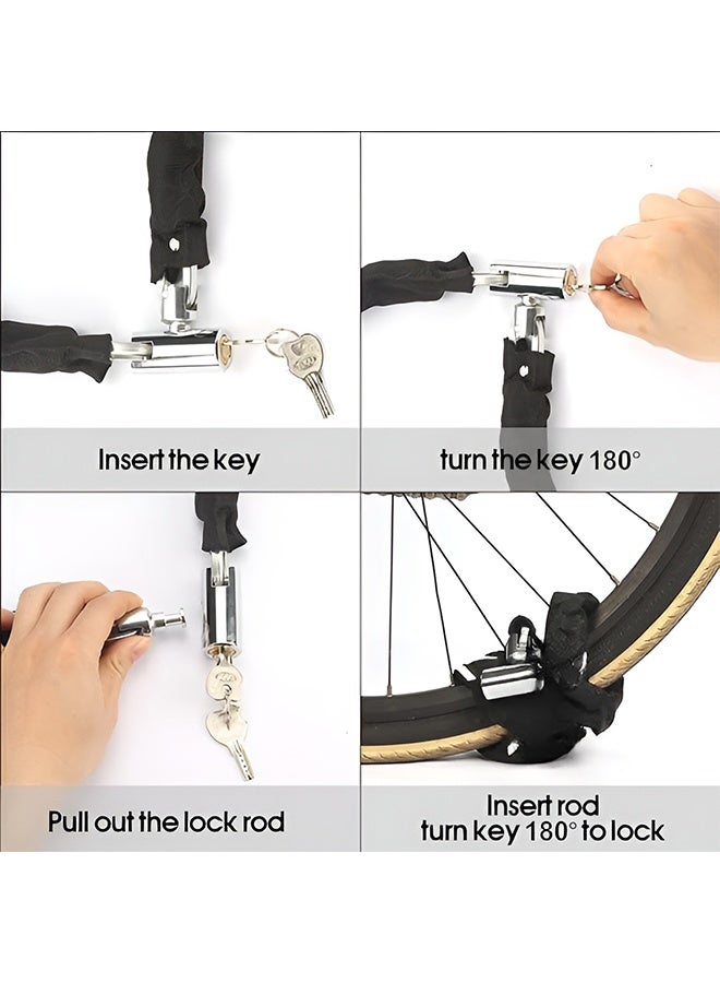 UNUNS Bike Locks Bicycle Chain Lock,Heavy Duty Anti Theft Chain Lock Hydraulic Shear  With Two Keys,Versatile Chain Lock For Bicycles Motorcycles Stroller Gate Fences Scooter Skateboards,Black-90cm/3ft - Image 3