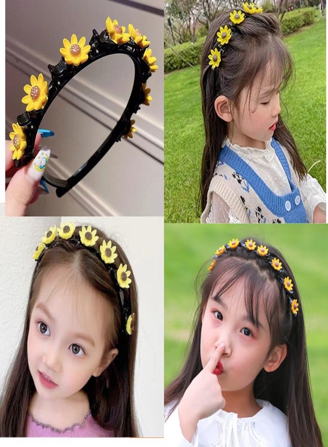SIMAR ART Sunflower Headband for Girls, Black Plastic Hair Band with Yellow Floral Decorations,New Styel Fashion Hair Pins,Girl Sweet Princess Hairstyle Hairpin DIY Hair Accessories - Image 1