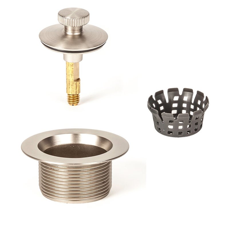 PF WaterWorks Lift Turn Twist Close BathtubBath Tub Drain Assembly with Gasket Coarse Thread 115 Threads Per Inch Free Hair CatcherStrainer to Eliminate ClogsBrushed Nickel PF0945BNLTC