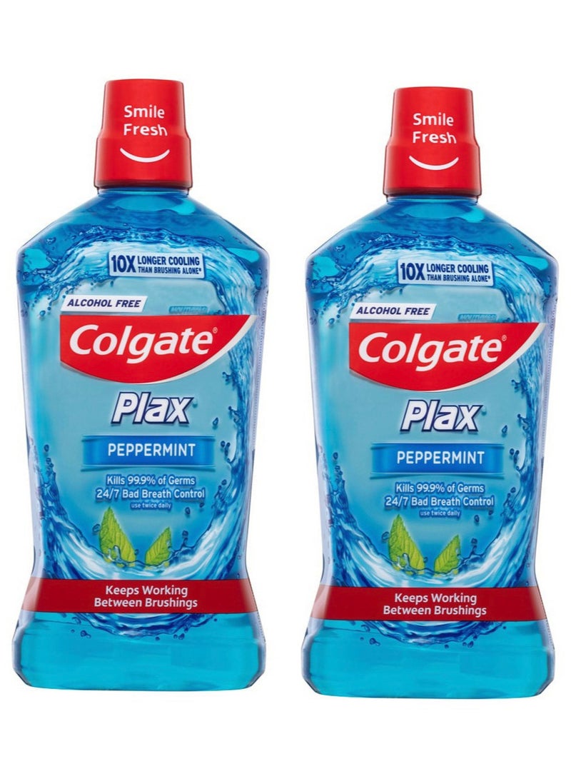 Colgate Pack Of 2 Plax Peppermint Mouthwash 500ml - Image 1
