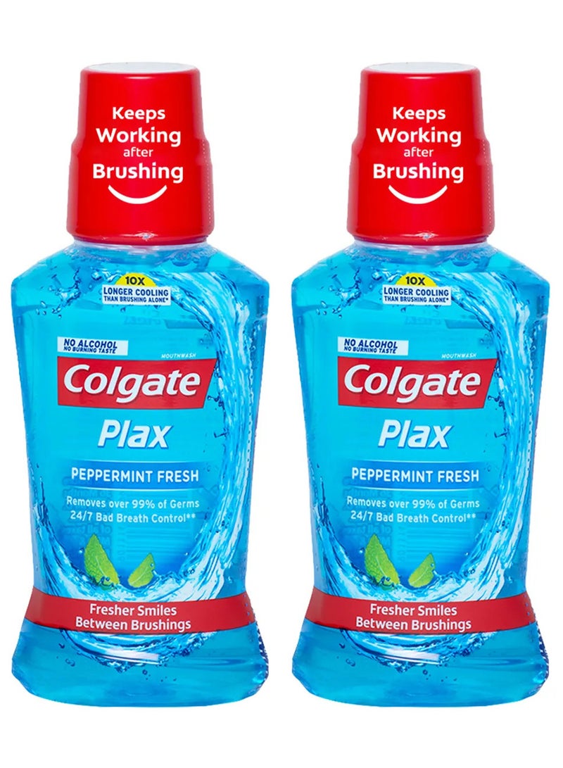 Colgate Pack Of 2 Plax Peppermint Mouthwash 500ml - Image 2