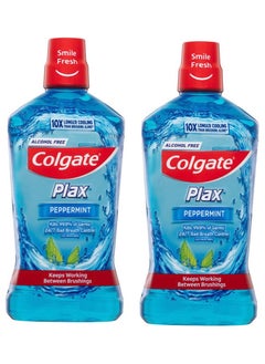 Colgate Pack Of 2 Plax Peppermint Mouthwash 500ml  - Image 1