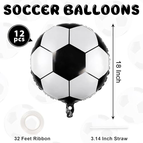 YOTHORN 12 Pcs Soccer Balloons 18 Inch Foil Mylar Helium Balloons for World Cup Sports Theme Birthday Decorations Graduation Party Supplies - Image 5
