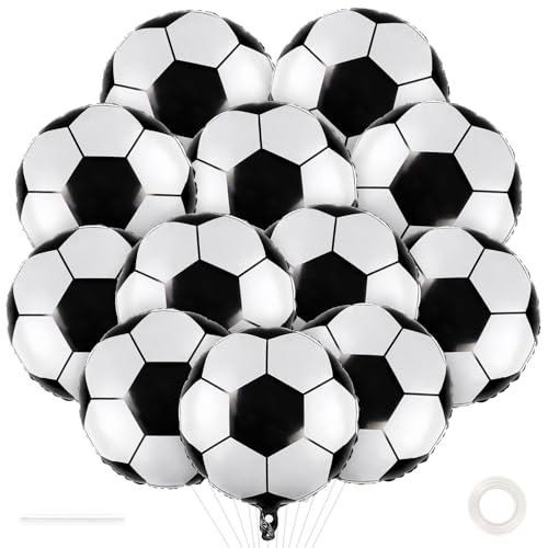 YOTHORN 12 Pcs Soccer Balloons 18 Inch Foil Mylar Helium Balloons for World Cup Sports Theme Birthday Decorations Graduation Party Supplies - Image 1