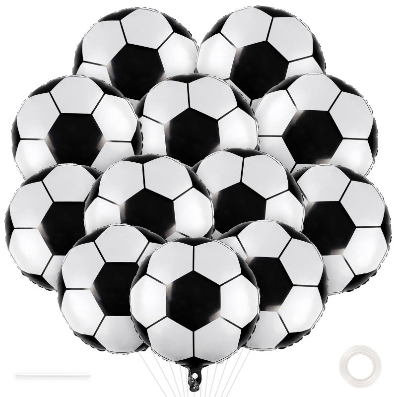 YOTHORN 12 Pcs Soccer Balloons 18 Inch Foil Mylar Helium Balloons for World Cup Sports Theme Birthday Decorations Graduation Party Supplies - Image 3