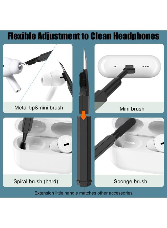 VICHYIE 20 in 1 Multifunctional Cleaner Kit for Electronic Devices, Keyboard Cleaning Brush, Headphones Cleaner Kit for AirPods, Multi-Tool for Cleaning Laptop, Earbuds, Camera, Cellphones (Black) - Image 2