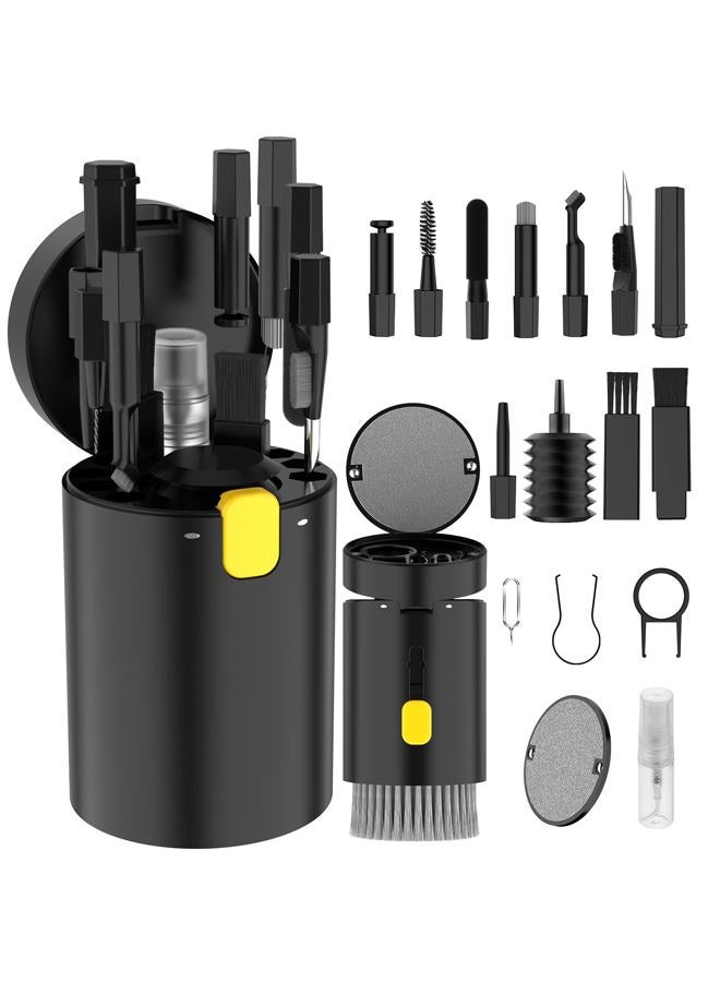 VICHYIE 20 in 1 Multifunctional Cleaner Kit for Electronic Devices, Keyboard Cleaning Brush, Headphones Cleaner Kit for AirPods, Multi-Tool for Cleaning Laptop, Earbuds, Camera, Cellphones (Black) - Image 1