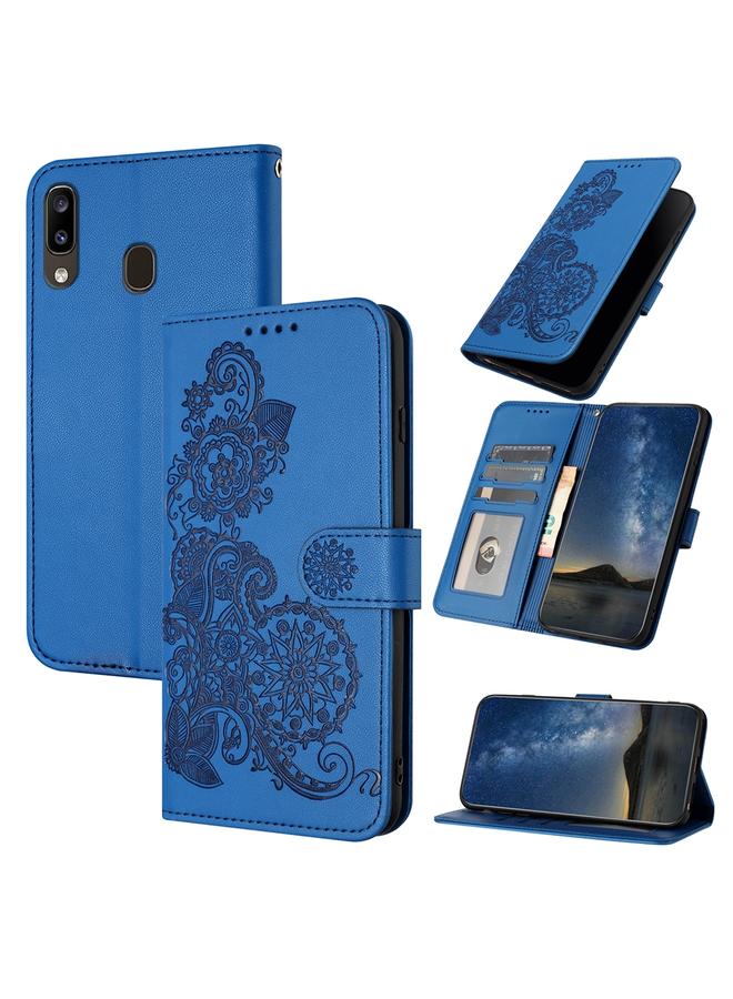 erorex Case For Samsung Galaxy A20 Datura Flower Embossed Flip Leather Phone Case - Image 1