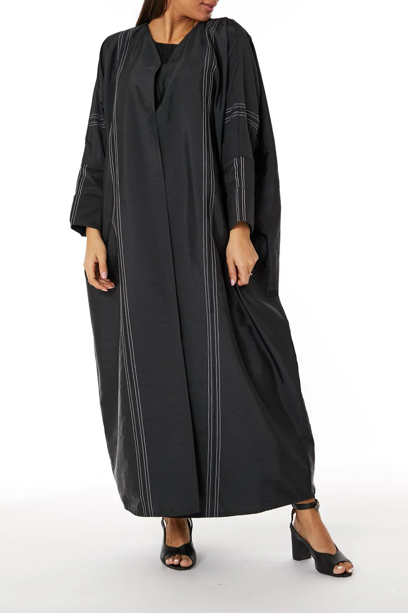Moistreet V-Neck Taffeta Abaya