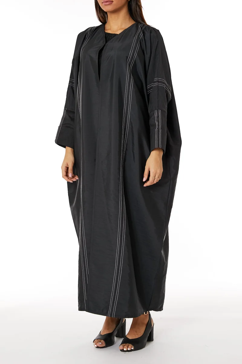 Moistreet V-Neck Taffeta Abaya