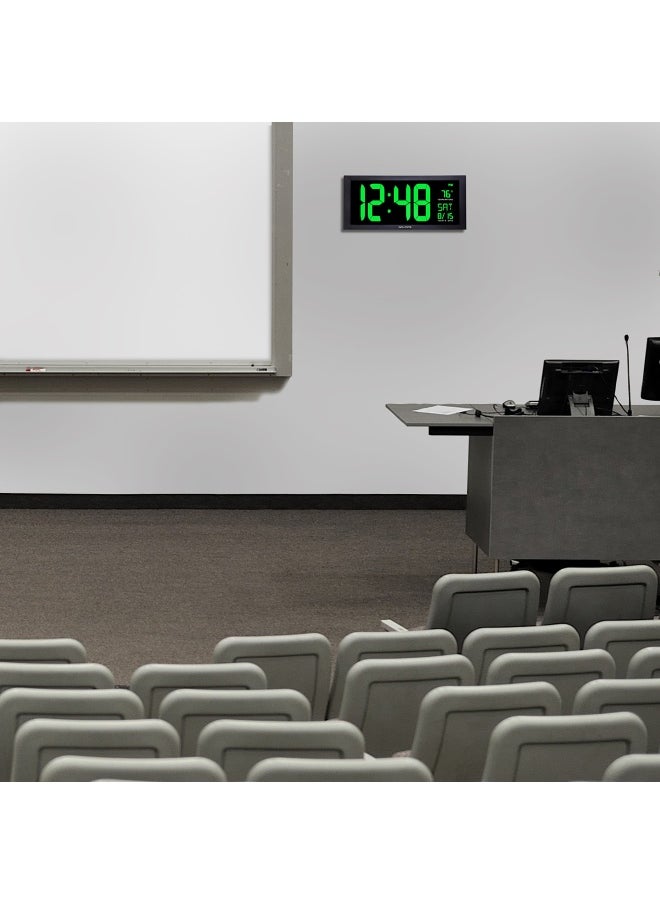 Acurite - Acurite76101M Oversized Led Clock With Indoor Temperature Date And Fold Out Stand 18 Green - Image 1