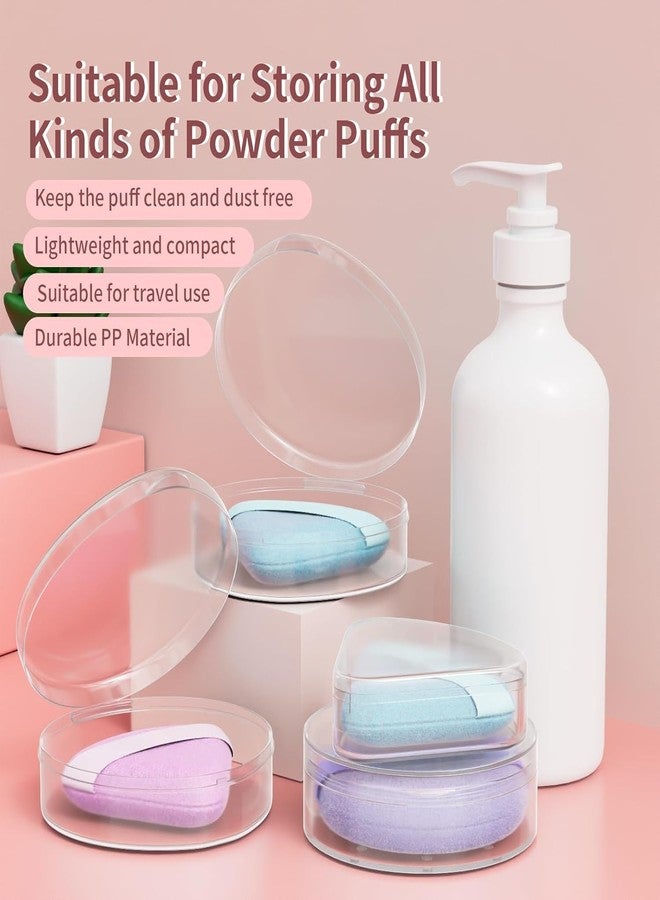 FEELHIGH 4 Pcs Makeup Powder Puff Holder Case, Powder Puff Protective Container Storage Box, Makeup Puff Carrying Case, Portable Makeup Sponge Holder (Transparent) (3 Round 1 tringle) - Image 5