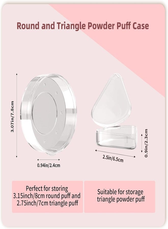 FEELHIGH 4 Pcs Makeup Powder Puff Holder Case, Powder Puff Protective Container Storage Box, Makeup Puff Carrying Case, Portable Makeup Sponge Holder (Transparent) (3 Round 1 tringle) - Image 2