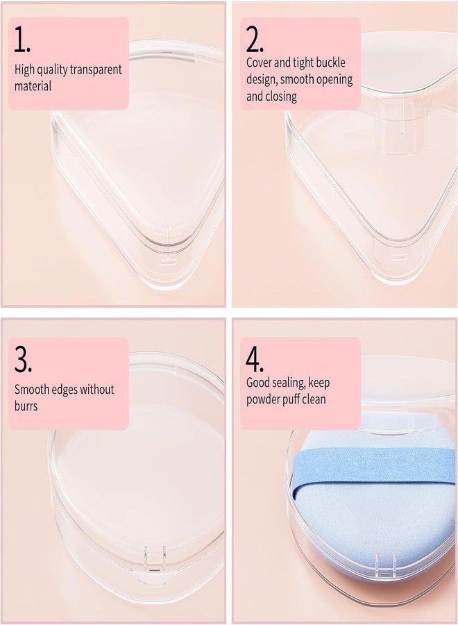 FEELHIGH 4 Pcs Makeup Powder Puff Holder Case, Powder Puff Protective Container Storage Box, Makeup Puff Carrying Case, Portable Makeup Sponge Holder (Transparent) (3 Round 1 tringle) - Image 3