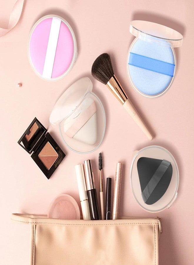 FEELHIGH 4 Pcs Makeup Powder Puff Holder Case, Powder Puff Protective Container Storage Box, Makeup Puff Carrying Case, Portable Makeup Sponge Holder (Transparent) (3 Round 1 tringle) - Image 4