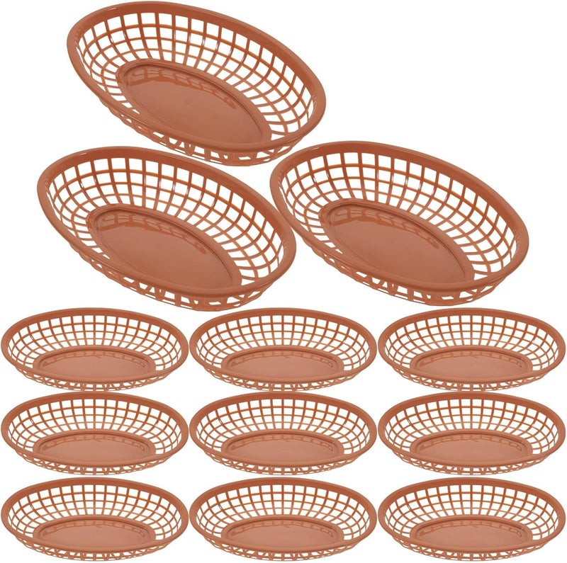 Generic 12pcs Plastic Desktop Storage Baskets Reusable Food Serving Trays for Fruits Vegetables Fries and Snacks Portable Compact Food Storage Baskets for Kitchen and Dining - Image 1