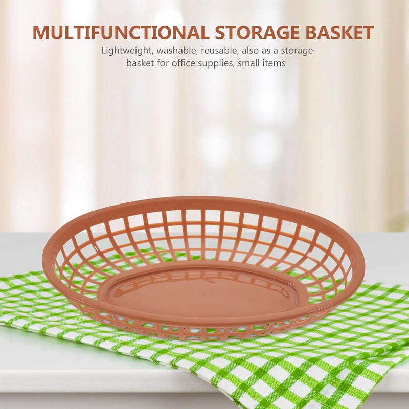 Generic 12pcs Plastic Desktop Storage Baskets Reusable Food Serving Trays for Fruits Vegetables Fries and Snacks Portable Compact Food Storage Baskets for Kitchen and Dining - Image 5