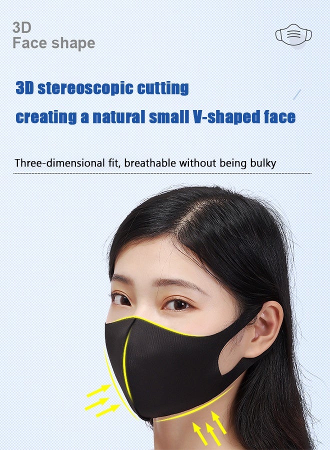 سوفي قناع أسود مقاوم للرياح والغبار، قابل للتنفس، قابل لإعادة الاستخدام، قابل للغسل، مناسب للرياضات الخارجية، نصف الوجه مع خطاف للأذن، قناع قطني - Image 3