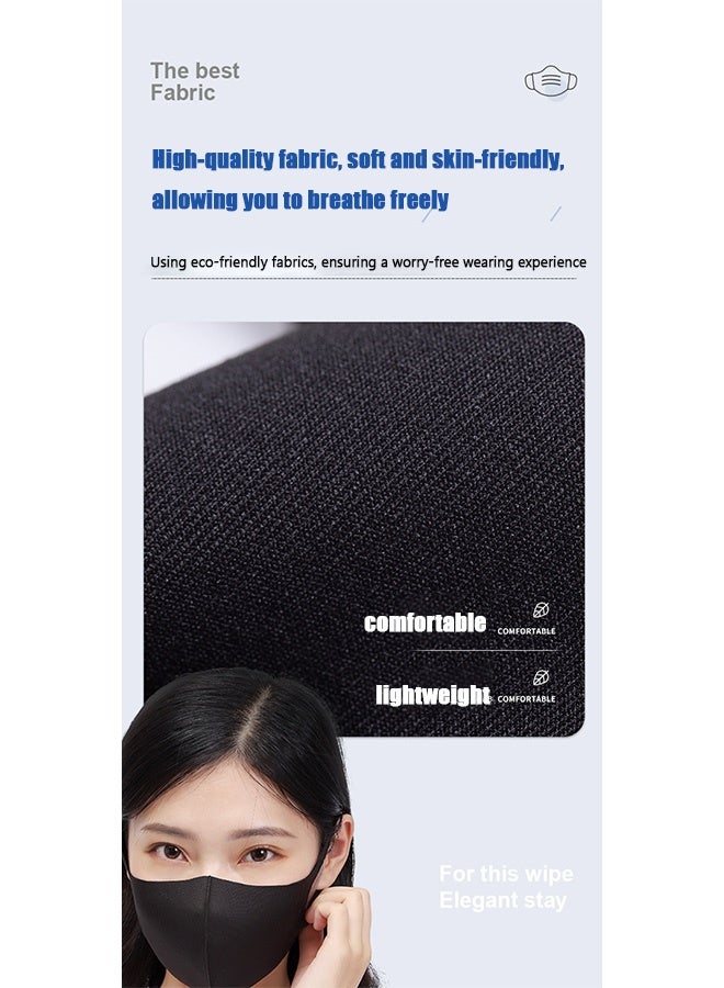 سوفي قناع أسود مقاوم للرياح والغبار، قابل للتنفس، قابل لإعادة الاستخدام، قابل للغسل، مناسب للرياضات الخارجية، نصف الوجه مع خطاف للأذن، قناع قطني - Image 5