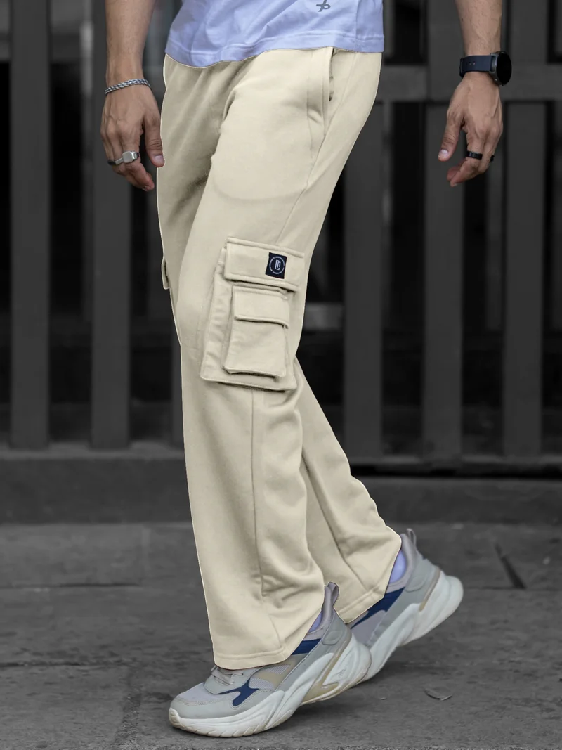 مانياك مانياك رجالي سادة بيج بنطلون كارغو واسع
