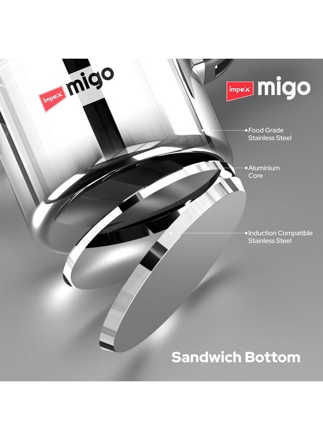 Impex Migo 2,3,5 Litres Stainless Steel Pressure Cookers Ifc 235 Ss 2,3,5L Induction Base With Outer Lid, Stainless Steel Pressure Cookers Combo With 5 Years Warranty - Image 5