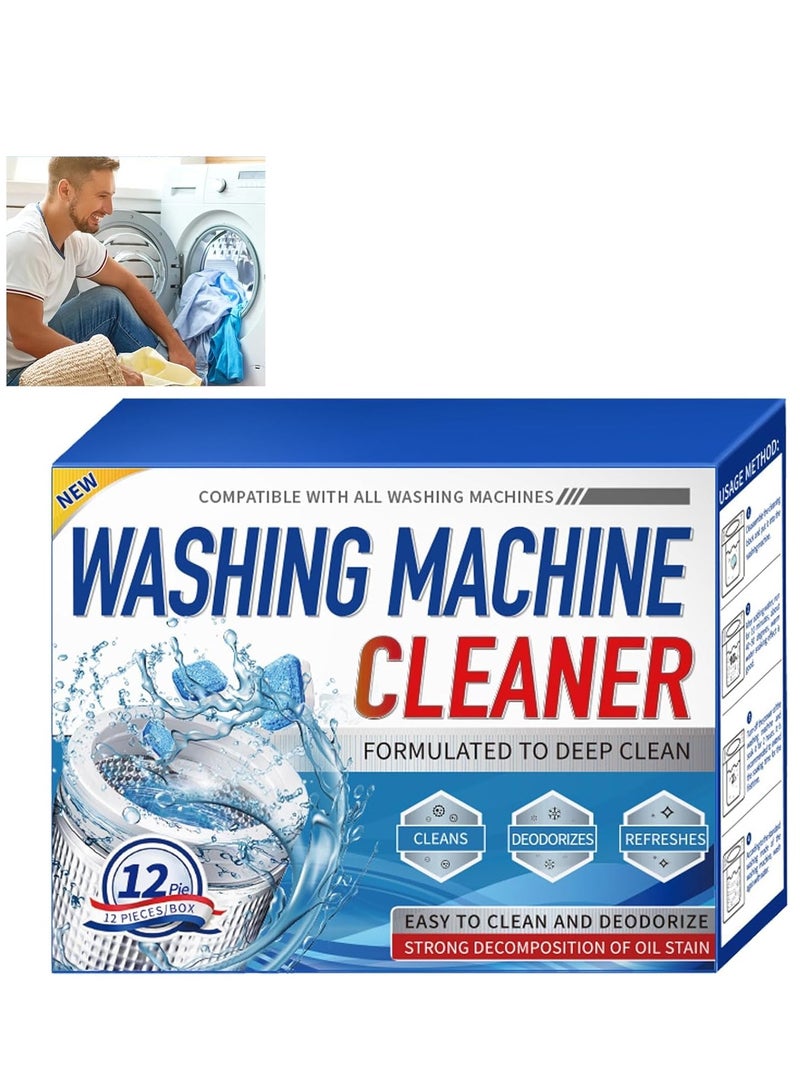 Washing Machine Fresh Tablets, Washing Machine Cleaner Effervescent Tablets, Washing Machine Cleaner Tablets, Washer Deep Cleaning Tablet, Effective Washing Machine Cleaning Tablets 12pcs  - Image 1