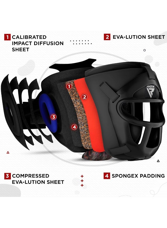 RDX Pro Head Guard Boxing MMA Muay Thai, Removable Face Grill, Headgear Sparring Grappling Martial Arts, Full Face Protection, Kickboxing Taekwondo Karate BJJ Training Helmet, Ear Nose Mouth Protector -L |Black/Black (HGR-T1FB-L) - Image 4