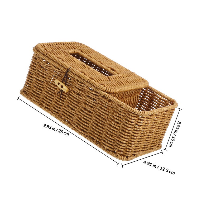 Tissue Box Household Imitation Rattan Tissue Case Storage Box Desktop Tissue Container - Image 2