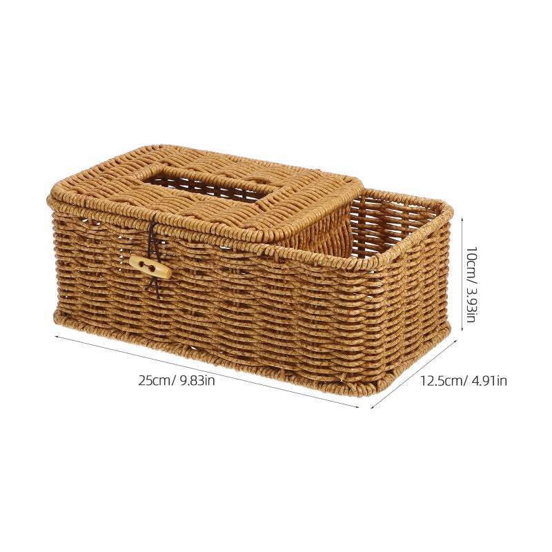 Tissue Box Household Imitation Rattan Tissue Case Storage Box Desktop Tissue Container - Image 3
