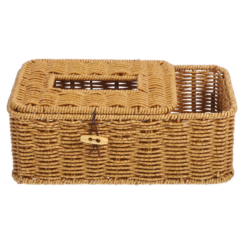 Tissue Box Household Imitation Rattan Tissue Case Storage Box Desktop Tissue Container - Image 5