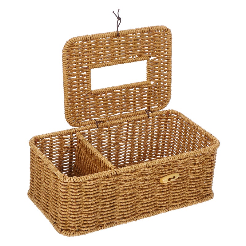 Tissue Box Household Imitation Rattan Tissue Case Storage Box Desktop Tissue Container - Image 1